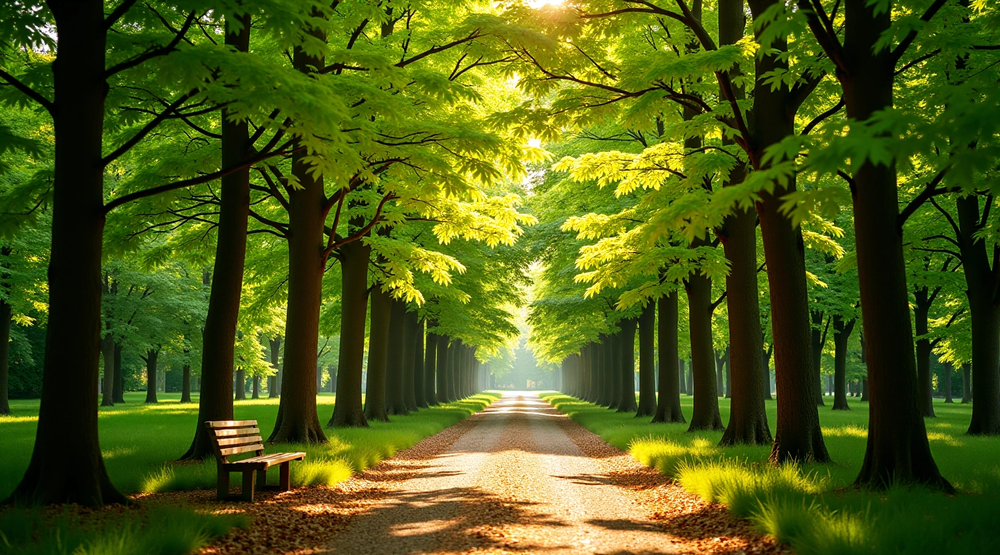 Lush maple canopy creating natural shade at openskycreationėnai arboretum